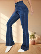 Blue Fashionable Elegant Versatile High-Elastic Denim Skinny Pants - Navy Color