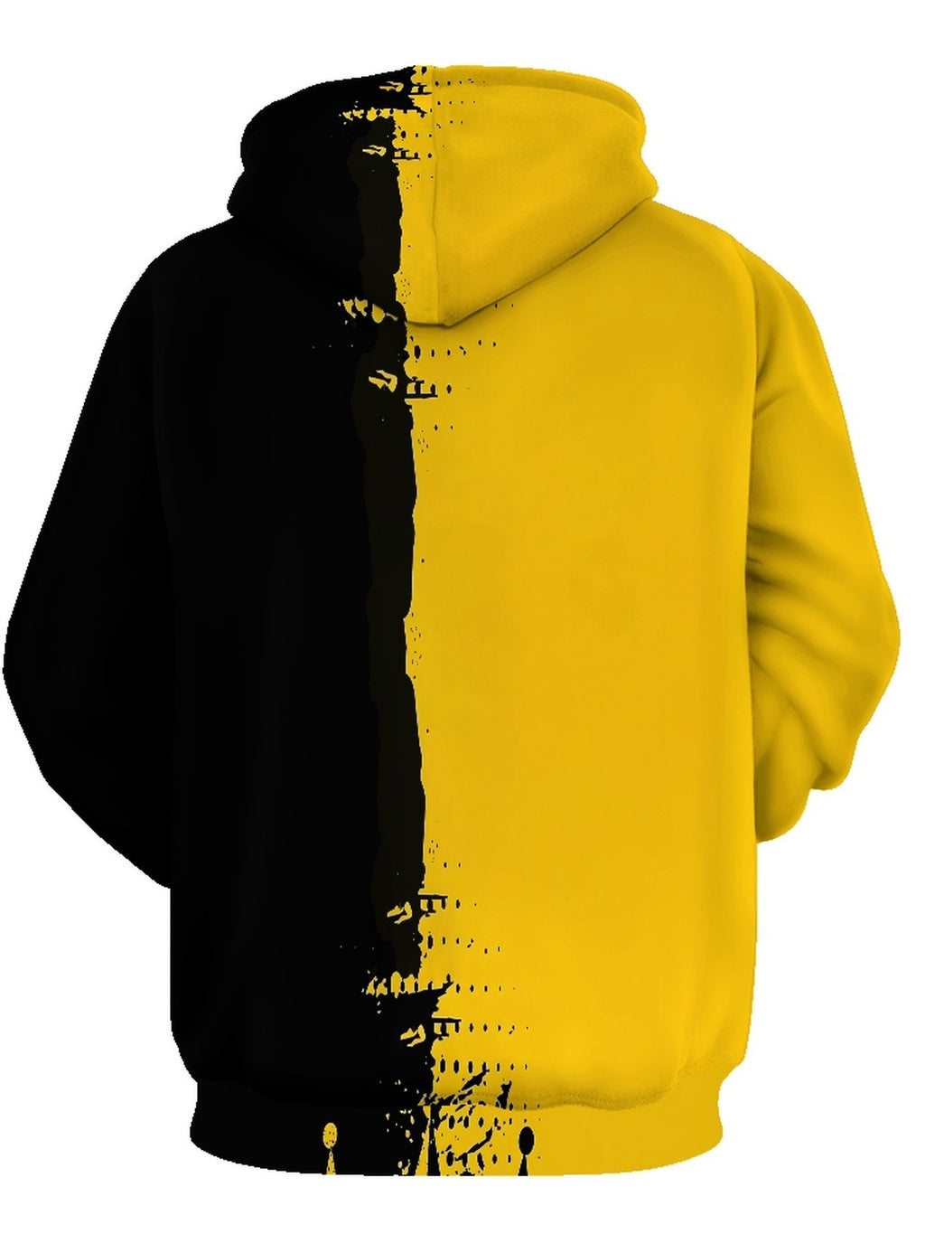 Men's Long Sleeve Pullover Hoodie Black and Yellow Color Block Abstract Splatter Pattern Digital Print Hooded Design Ribbed Cuffs Ribbed Hem Polyester Casual Streetwear for Daily Wear and Weekend Leisure Spring and Fall - Mixed colors