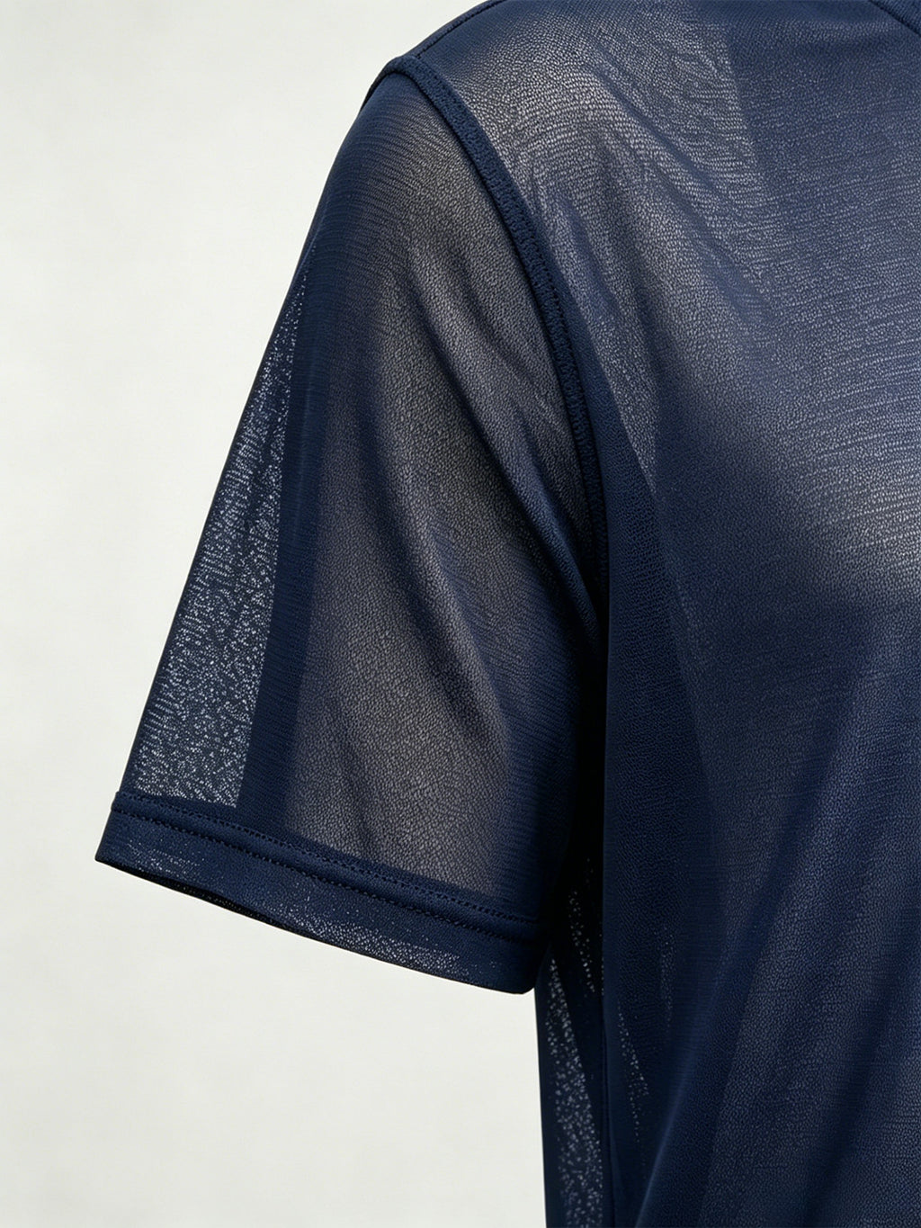 Men's Geometric Triangle Small Logo Mesh Short Sleeve Cooling Quick-Dry Loose Fit Crew Neck Sports T-Shirt - Navy Color