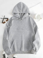 Women's Back Print Hooded Sweatshirt with Back Design - All-Season Casual Sweater, Relaxed Fit Machine Washable Sweaters with Hood, Cozy Sweaters for Women (Geometric/Text/Number/Graphic Prints) - Light Grey