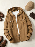 American Retro Hooded Corduroy Shirt Jacket for Men, Relaxed And Casual for Autumn, Workwear Jacket, Japanese Lazy Style, Versatile Trendy Brand Top - 【Light Yellow】