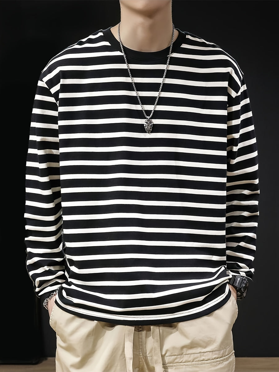 Men'S Round Neck Long Sleeve T-Shirt, Spring/Autumn Casual Trendy Fashion, Suitable for Daily Commute And Outdoor Wear [Printed Design - Not Textured] - Mixed colors
