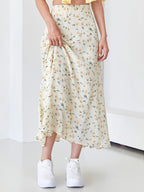 1pc Cute Fashion Casual Floral Print Skirt, Suitable for Vacation Outing And Dates - Milky