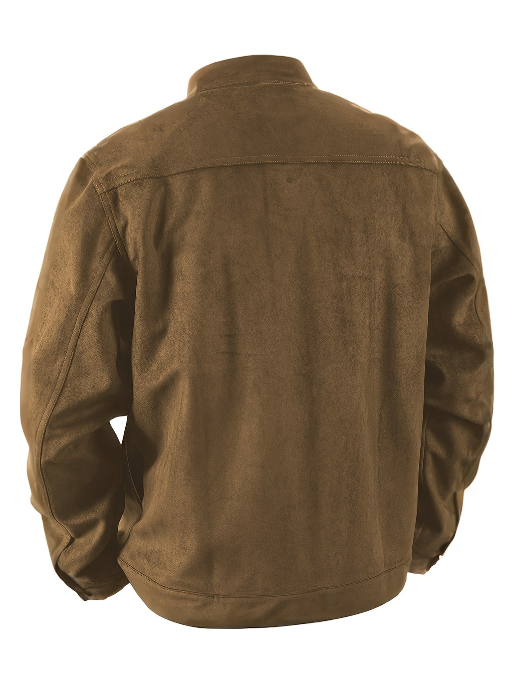 Men'S Casual Jacket with Pockets, Versatile Long-Sleeved Stand Collar Button Coat, Transitional Outerwear - 【Brown】