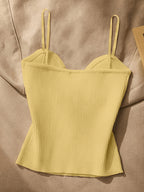 Women's Metal-Embellished Body-Hugging Top ZLLZ - Yellow