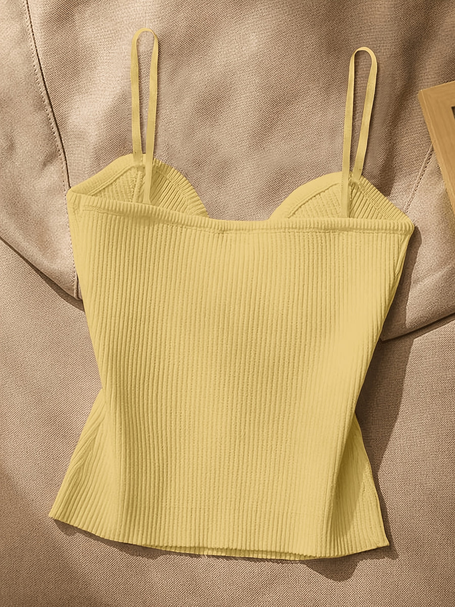 Women's Metal-Embellished Body-Hugging Top ZLLZ - Yellow