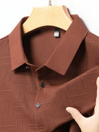 3pcs Set Upon Arrival, Men'S Summer Quick-Drying Breathable Polo Shirt, Commute Lapel Casual Top - Coffee Color