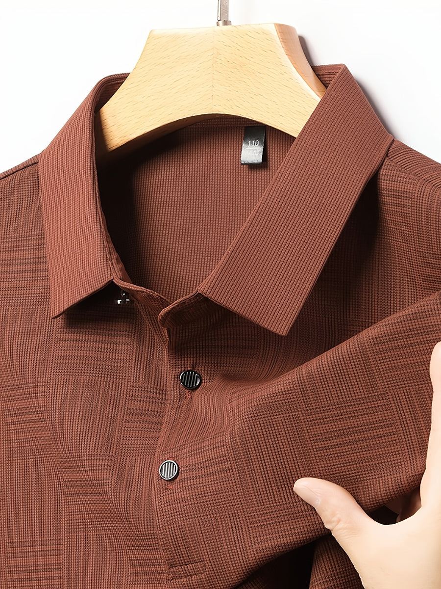 3pcs Set Upon Arrival, Men'S Summer Quick-Drying Breathable Polo Shirt, Commute Lapel Casual Top - Coffee Color