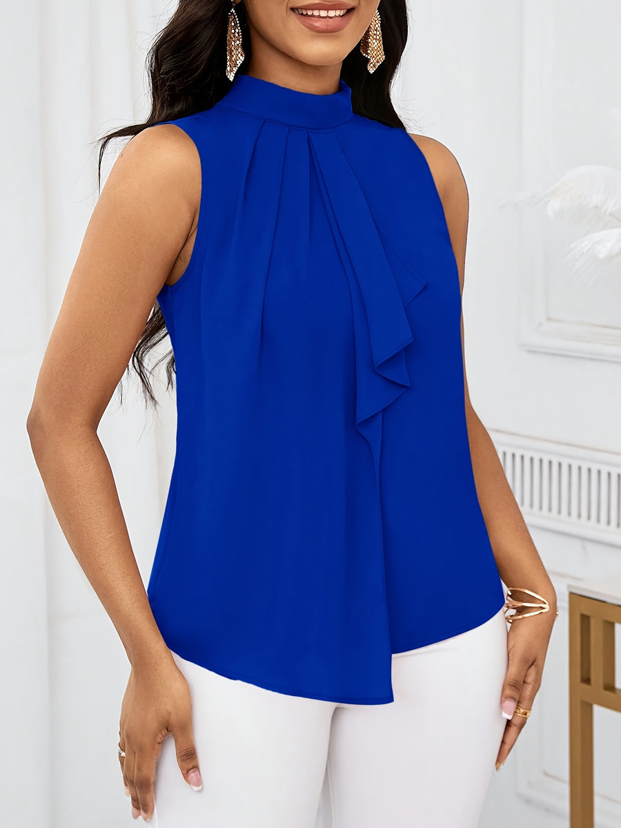 Women'S Fashion Sleeveless Short Sleeve Top - Blue