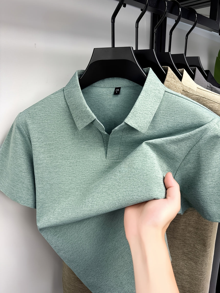 Minimalist Urban Short-Sleeve Polo Shirt, Breathable for Daily Commuting - Green