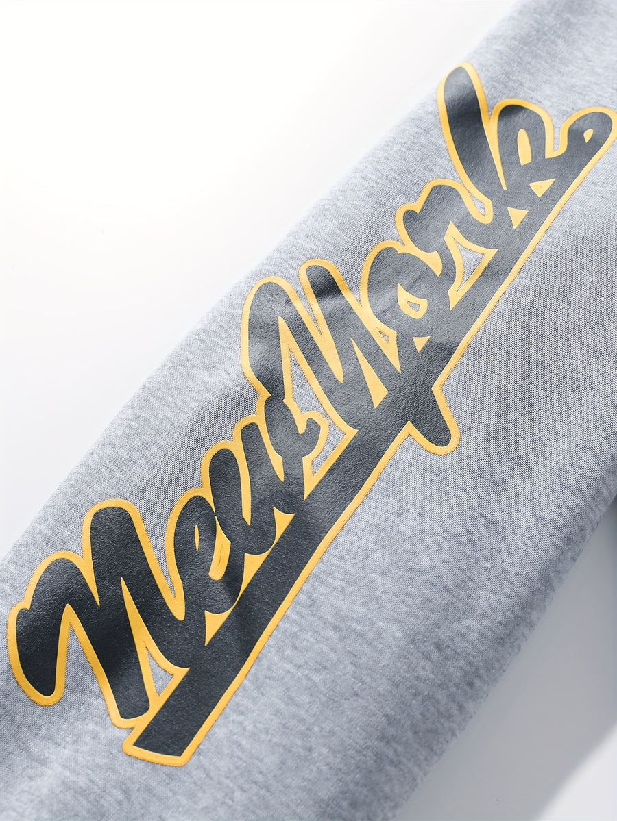 Men's Autumn and Winter New Letter Embroidery Color Block Design Outdoor Home Hooded Jacket - Black