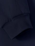 D92 - Loose Fit Hooded Sweatshirt, Fashionable and Versatile "Patience" Letter Graphic Print Hoodie, Spring and Autumn, Women's Apparel L16284 - Navy Color