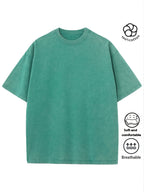 Men Heavyweight Short Sleeve T Shirt Washed Vintage Fashion Print Acid Wash Distressed Grunge Style Pure Breathable Fabric High Street Hip Hop Loose Fit Gym Fitness Workout Tops Casual Clothing 2026 - Green