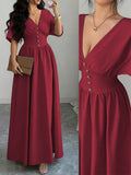 Elegant Women's Long Summer Dress - Red