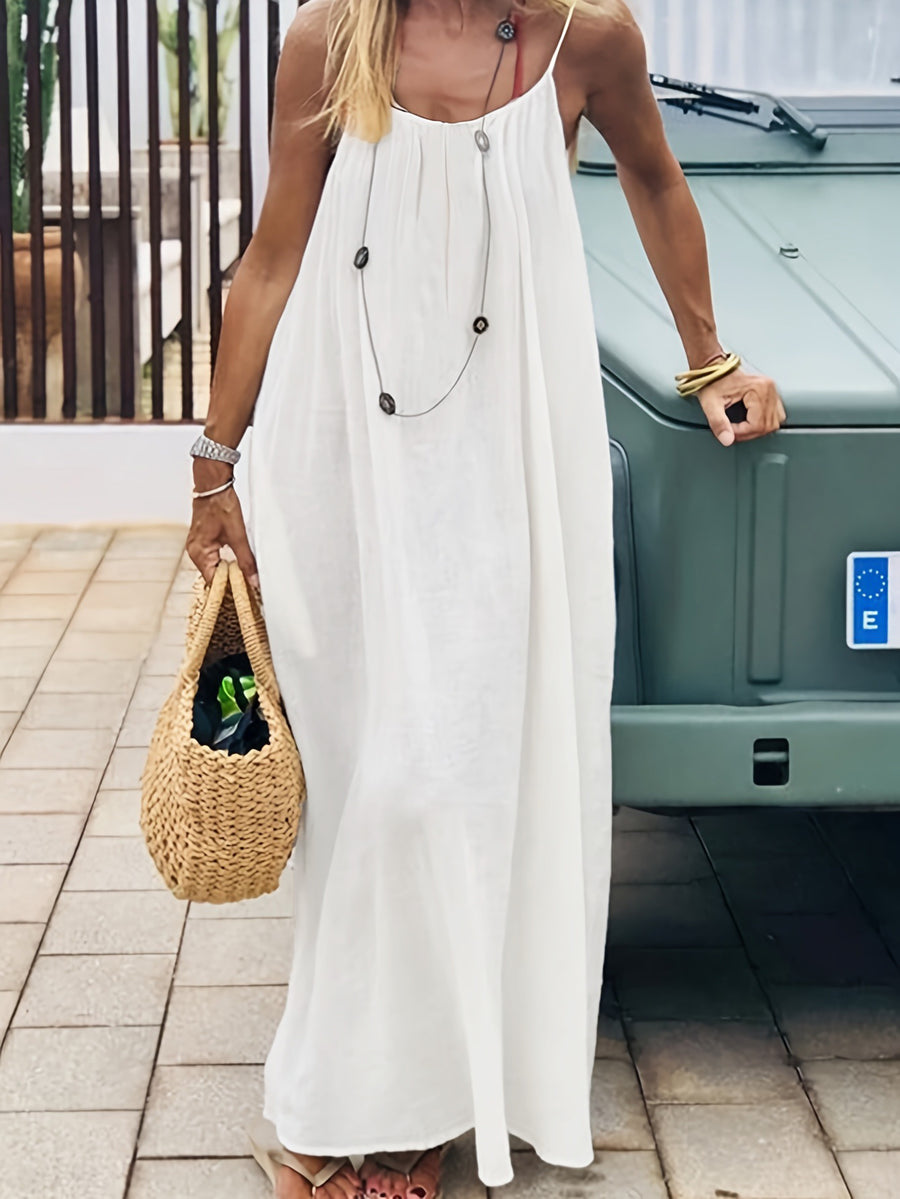2026 Cross-Border New Women'S Suspender Coat, Backless, Loose Home Wear, Casual Dress - White