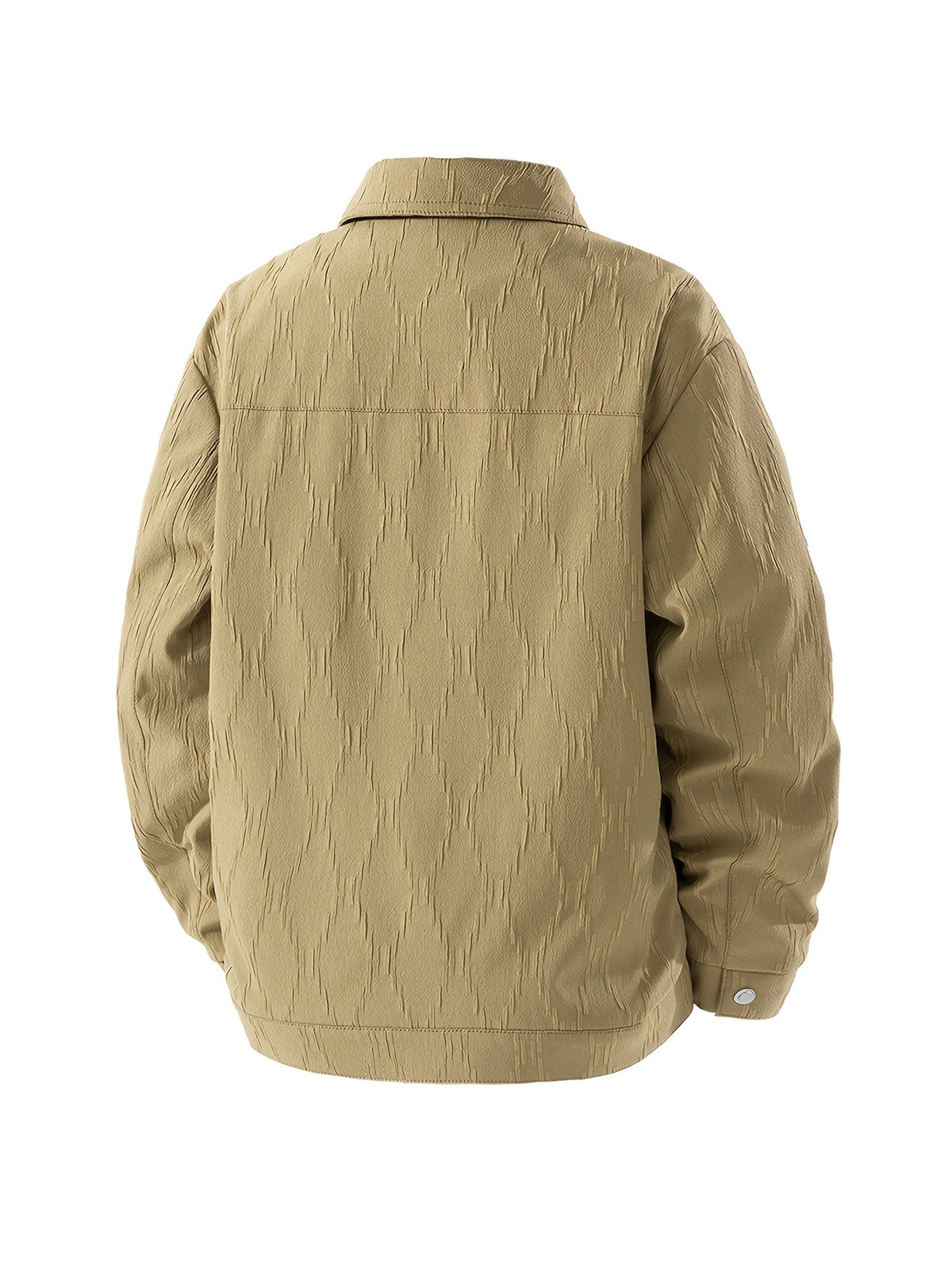 Early Autumn New Men'S Lapel Textured Solid Color Cargo Jacket, Trendy Snap-Button Loose Casual Short Coat with Pockets, Premium Men'S Gift - Khaki