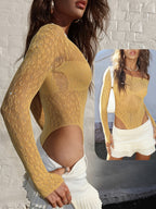Nightclub Party Music Festival Imitation Diamond Sparkling High-Elastic Sexy Y2K Women'S Sequin Bodysuit - ginger-colored