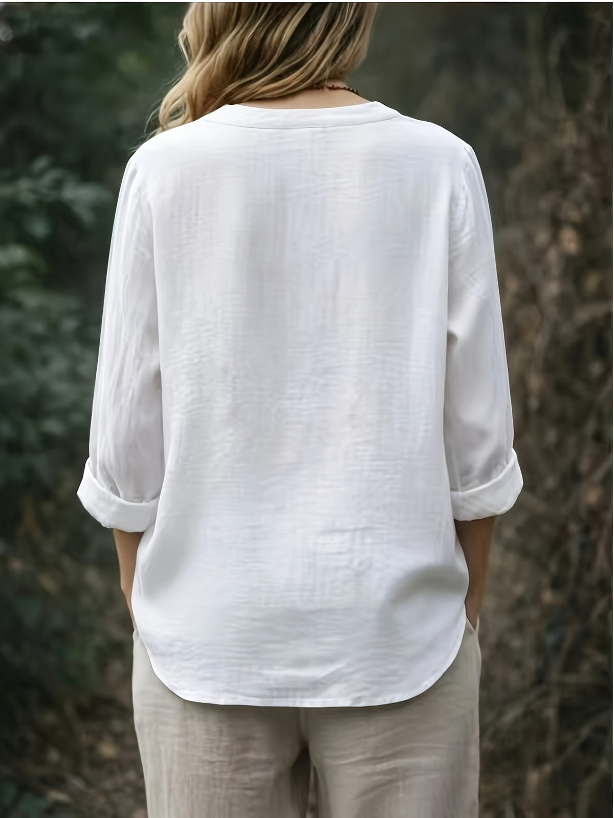 DJ260317129 New Women's Shirt, Suitable for Work, Weddings, Parties, Concerts, Brunch, Airports, Daily Fashion, Halloween, Christmas, Vintage Style - White