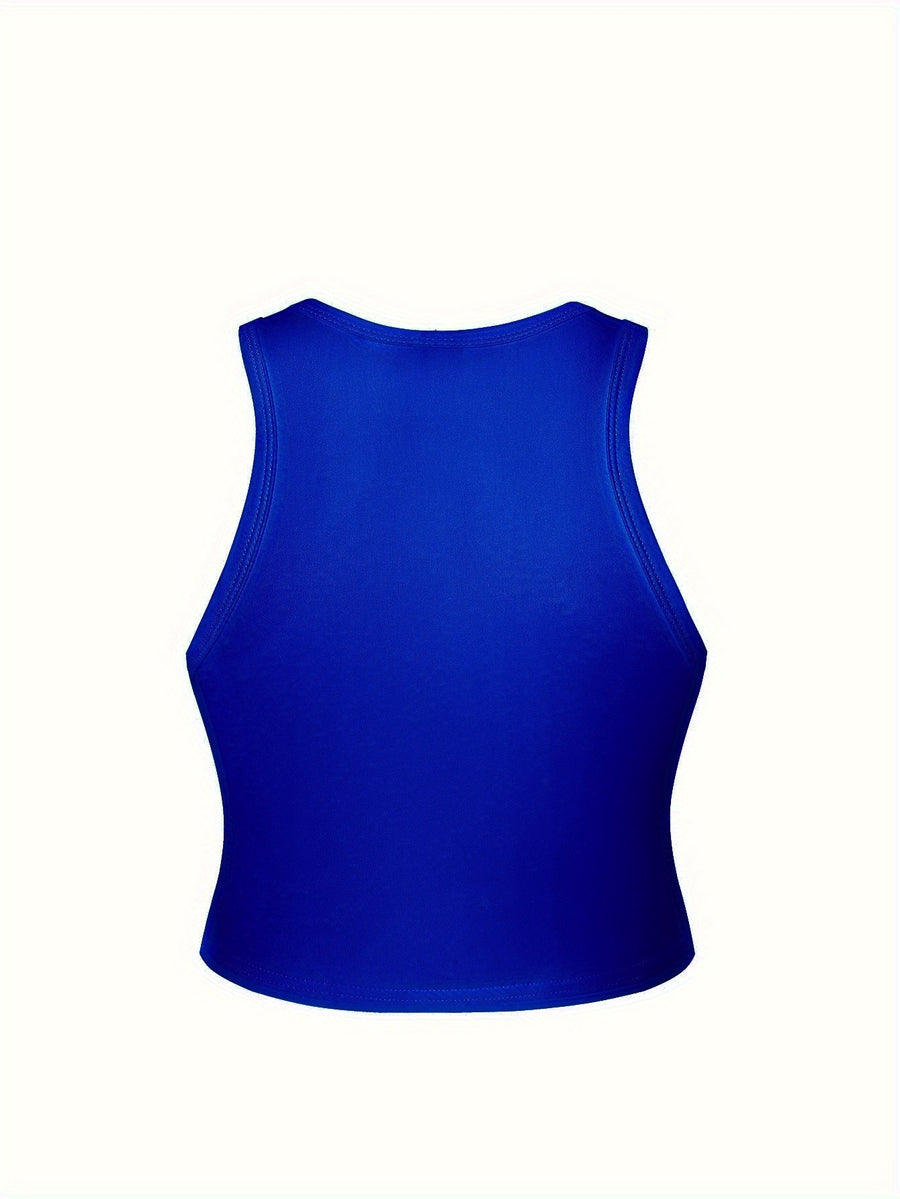 Women's Y2K Elegant Fashion Autumn/Summer Round Neck Tank Top, Cherry Print, Soft Fabric, Machine Washable Comfortable Knitwear, Trendy Four-Season Sexy Street Style, Popular Loose-Fit Comfortable Multi-Color Breathable Trendy Casual Top - Blue