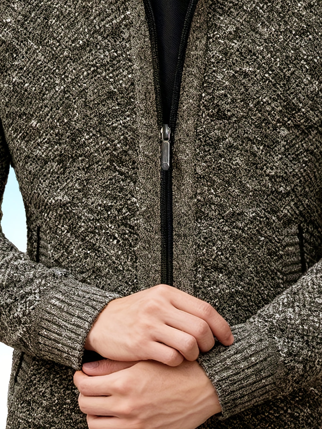 Autumn and Winter Casual Sweater Cardigan Jacket for Men, Thick Zipper Jacket with a Slightly Loose Three-dimensional Cut, Hiding Flesh and Slimming Without Dragging, Easily Creating a Fashionable Business Image (only Includes 1 Jacket) - Coffee Color