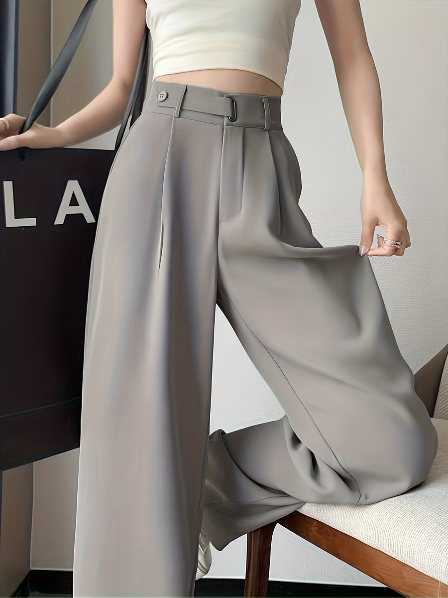 2026 New Summer High-End Women's Suit Pants, High-Waist, Draped Straight-Leg, Slim Fit, Wide-Leg Trousers, Belt-Free, Essential Versatile Workwear for Spring, Summer, and Autumn - Apricot