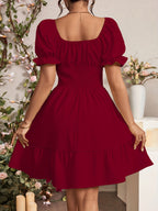 Fashionable Commuter A-Line Dress for Women - Burgundy