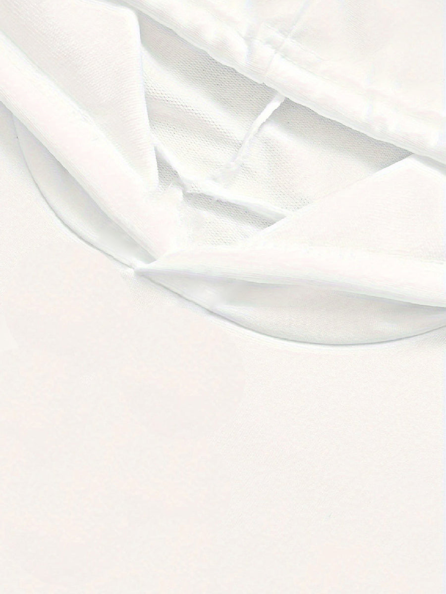 Y Style Hooded T-Shirt, Y2K Style Sleeveless Hooded T-Shirt, Lightweight Curved Hem T-Shirt Suitable for Casual Daily Wear - White