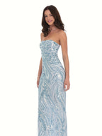 2026 Women's Elegant Party Dress, Fashionable Light Luxury Niche Designer Hot Outfit Gown, Women's Fashion Carnival Attire - Light Blue