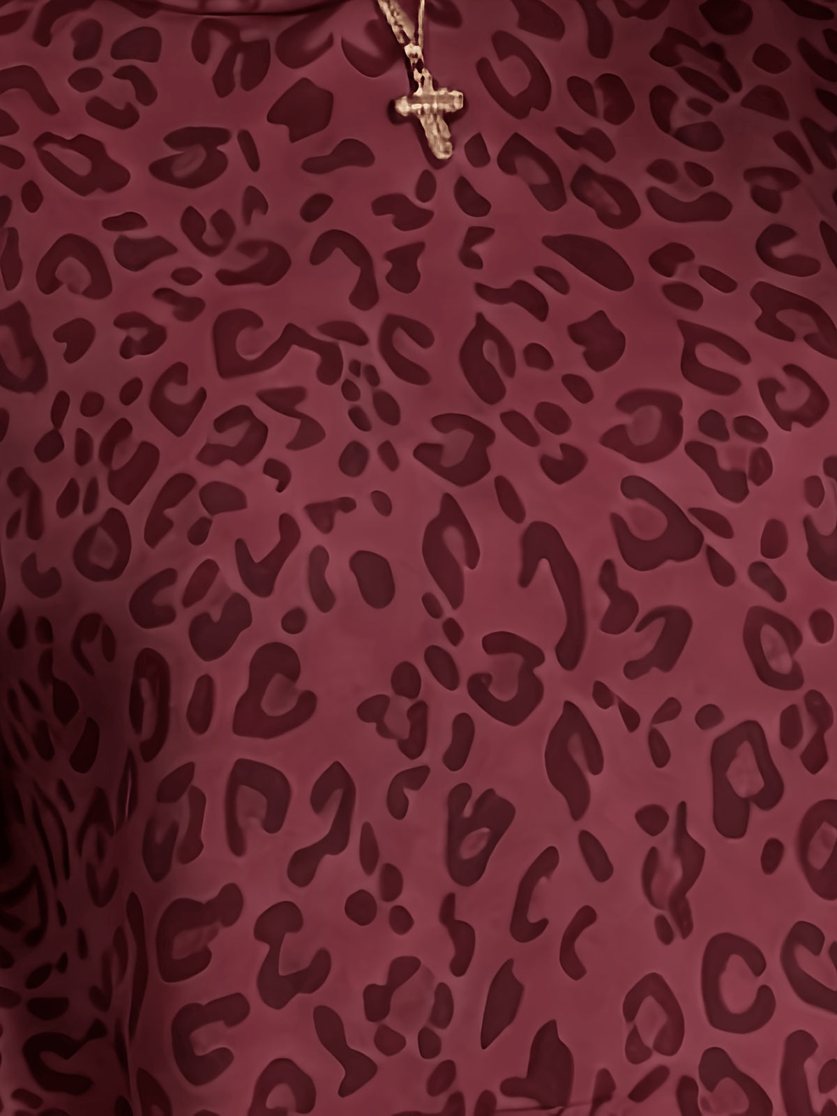 Women's Sweatshirt, Casual and Simple College-style Retro Leopard Sweatshirt[Printed Design-not Textured] - Deep Red