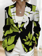 This Stylish And Elegant Women'S Blazer Is Designed Specifically for Spring And Autumn Seasons. As a Versatile Lapel Jacket, It Is Suitable for a Wide Range of Occasions, Offering a Look That Is Both Creative And Highly Fashionable - Green On Black