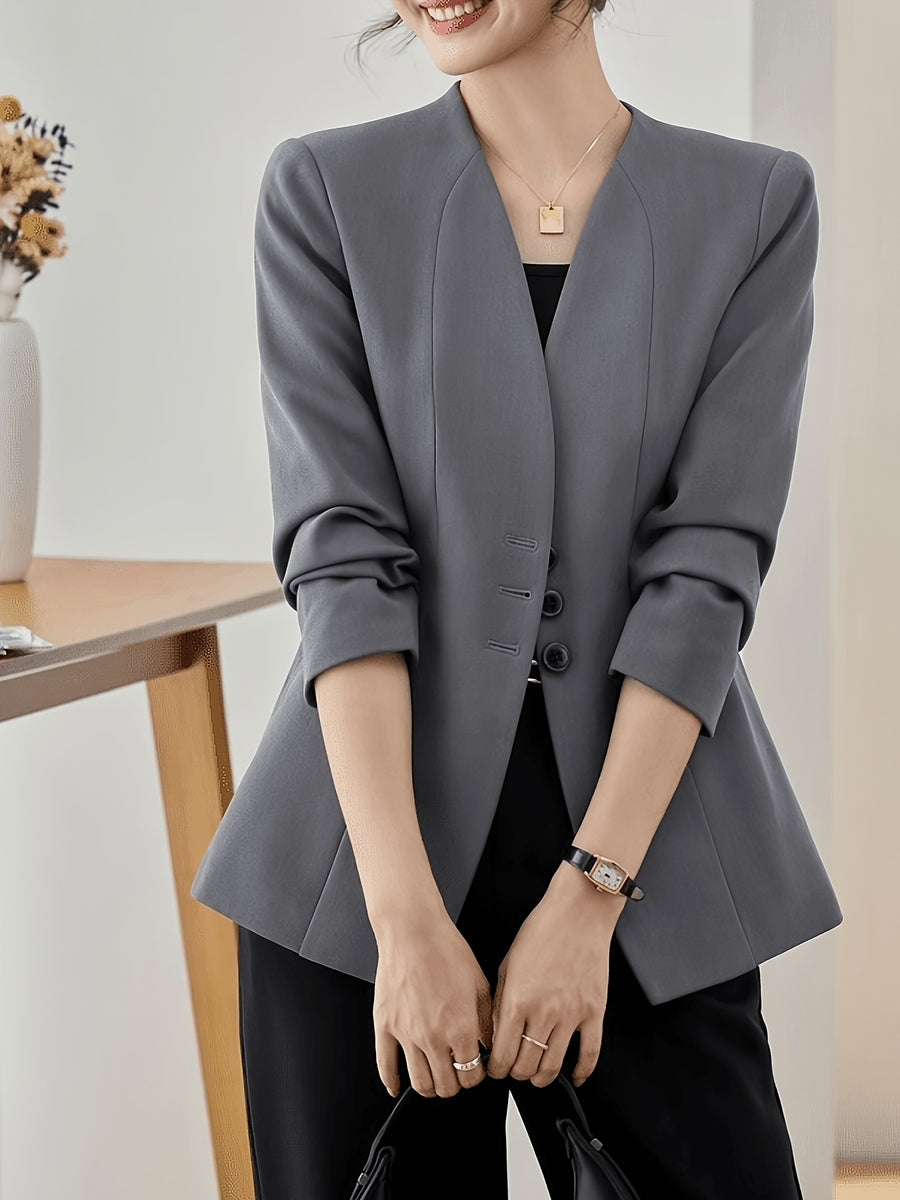 2026 New Autumn and Winter Women's Elegant Suit, Suit Jacket, Formal Workplace Commuting, Business Ladies, Suitable for Commuting to Work - Slate Grey