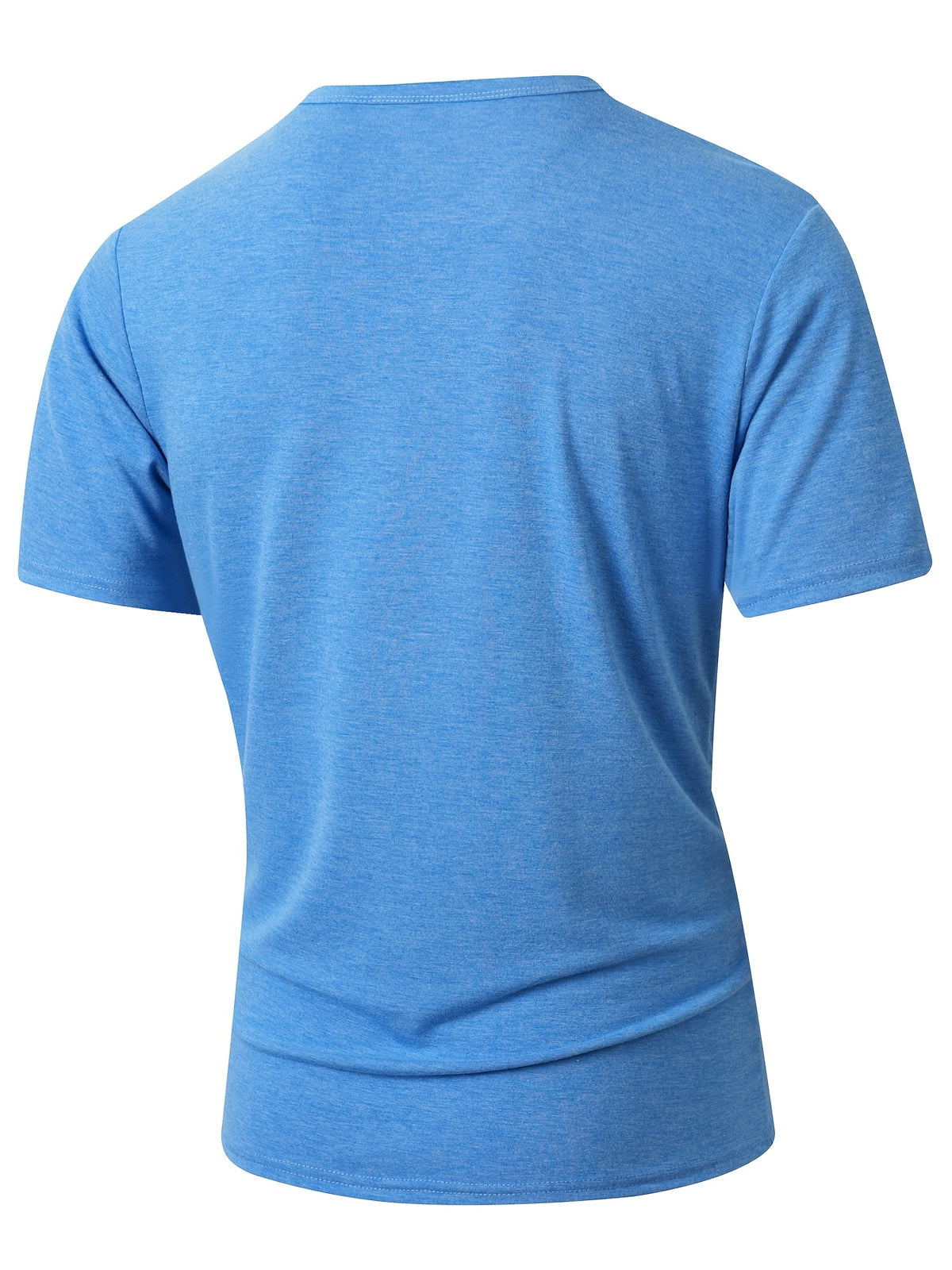 Men'S Basic V-Neck Short Sleeve High-Stretch Slight-Stretch Men'S T-Shirt 190G Regular Fit Commuter Base Layer Versatile Basic Style - Vibrant Blue