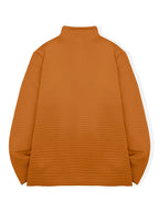 National Charm Tiger Head Line Art Print Floral Waffle Knit Half-Zip Polo Long Sleeve Men's Casual Top, Featuring a Simple and Premium Texture That Complements All Dressing Styles. Easily Create a Minimalist Look, Whether for Daily Commutes - Orange