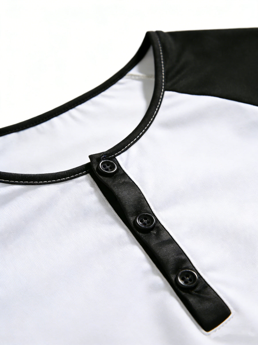 9pcs Set of High-Value, Cost-Effective Henley Shirts, Comfortable And Skin-Friendly, Easy And High-End, Breathable And Sweat-Absorbent, Suitable for Fitness, Versatile, Classic And Luxurious, Perfect for Everyday Casual Wear - White