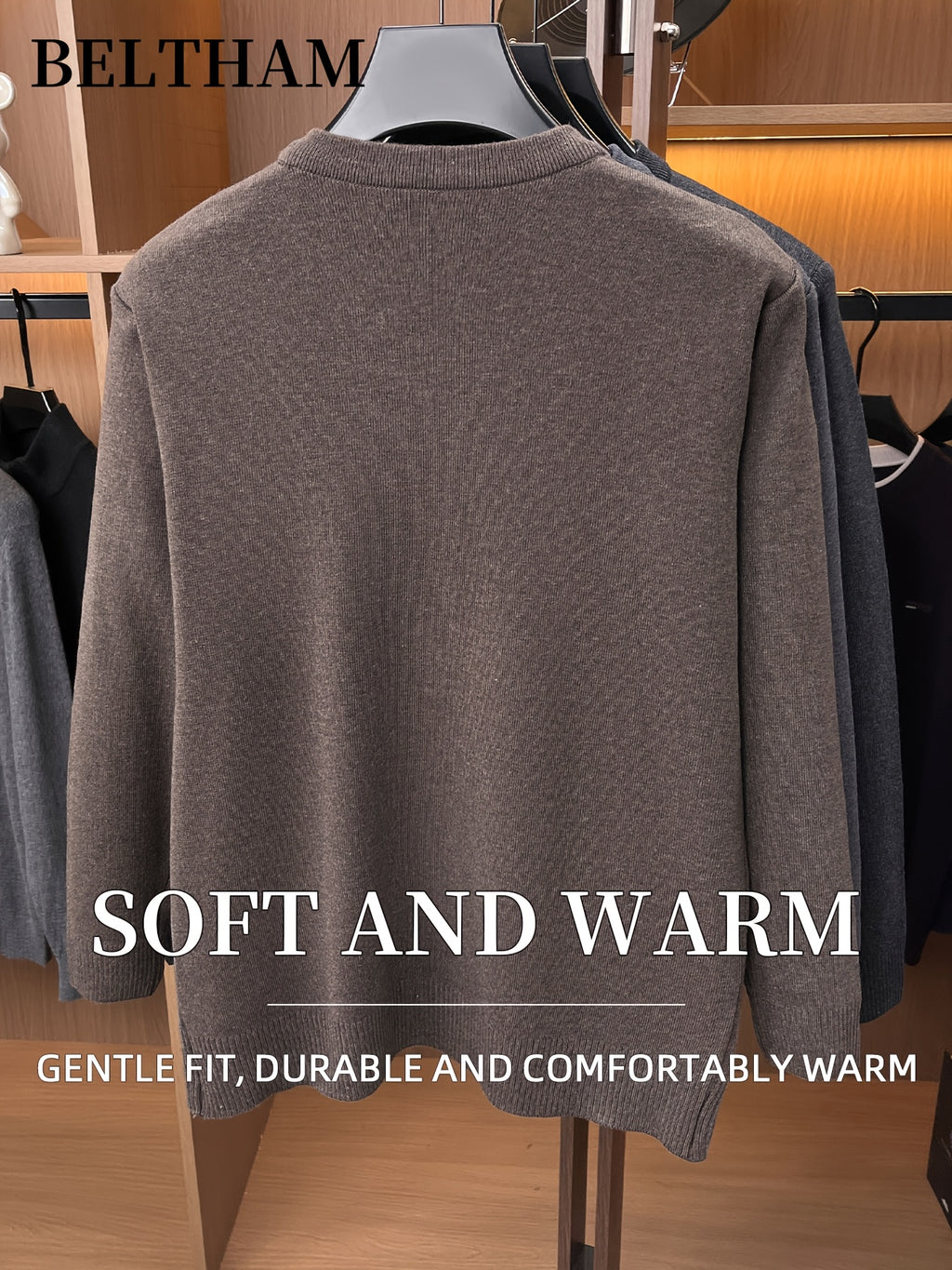 Autumn Winter Men Thick Knit Cardigan, Ideal Gift for Dad and Father, Button Design with Pockets, Warm Cold Resistant Soft Comfortable Sweater, Elegant Versatile Top Cardigan Coat for Daily Casual Business Sports Fishing Camping Wear - Deep Camel