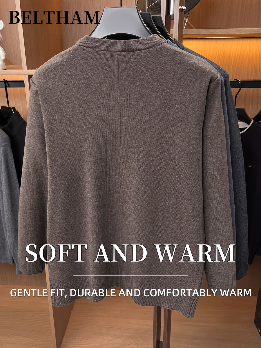Autumn Winter Men Thick Knit Cardigan, Ideal Gift for Dad and Father, Button Design with Pockets, Warm Cold Resistant Soft Comfortable Sweater, Elegant Versatile Top Cardigan Coat for Daily Casual Business Sports Fishing Camping Wear - Deep Camel