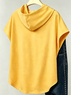 1pc Hooded Top Easy Line Design Casual All-Match Style Summer New Y2K Style Women'S Casual Athletic Wear Elegant Fashion Comfortable T-Shirt Top - Lemon Yellow