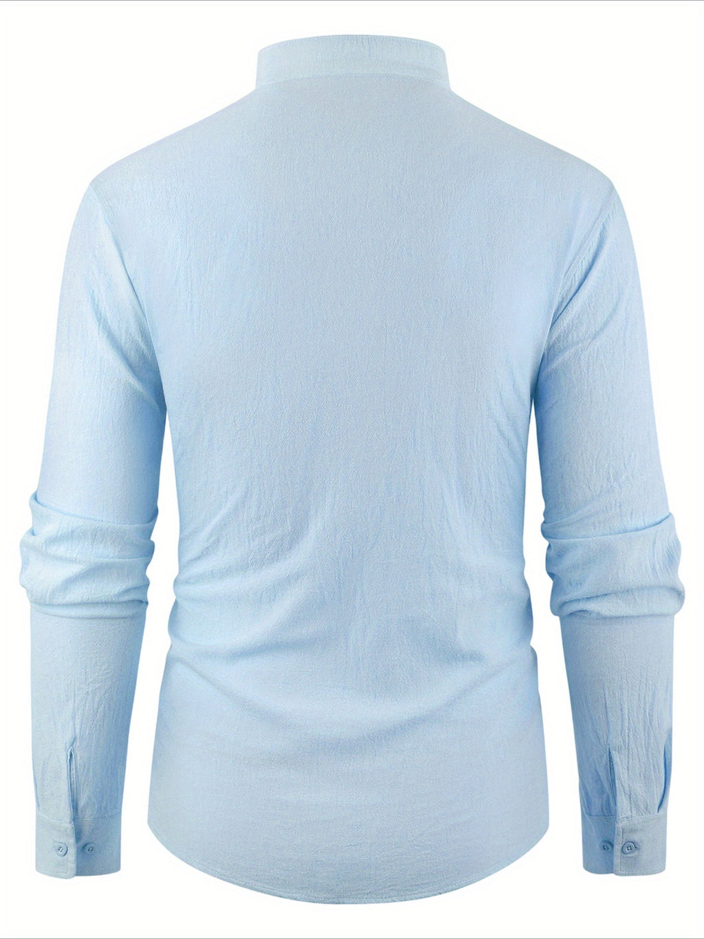 Men'S Casual Shirt Spring Summer Solid Color Dress Shirt Stand Collar Casual Lightweight Shirt Men'S Top - Sky Blue