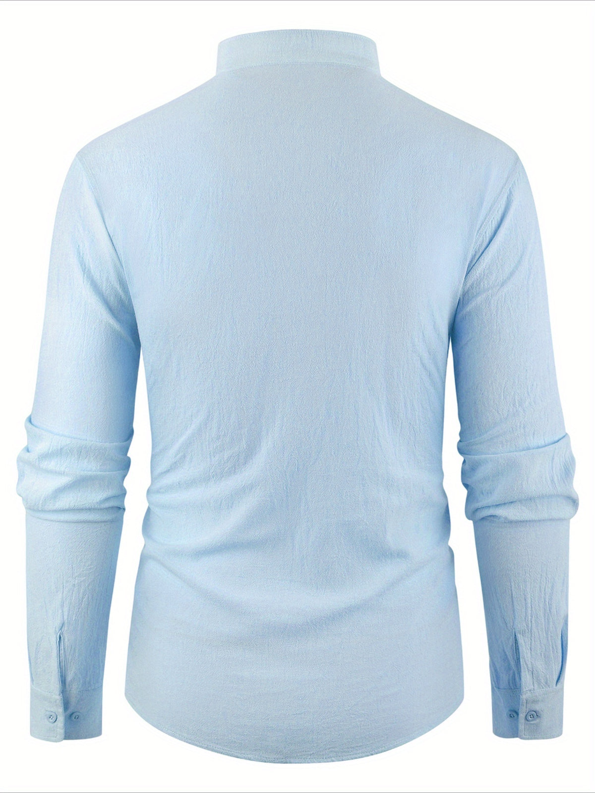 Men'S Casual Shirt Spring Summer Solid Color Dress Shirt Stand Collar Casual Lightweight Shirt Men'S Top - Sky Blue