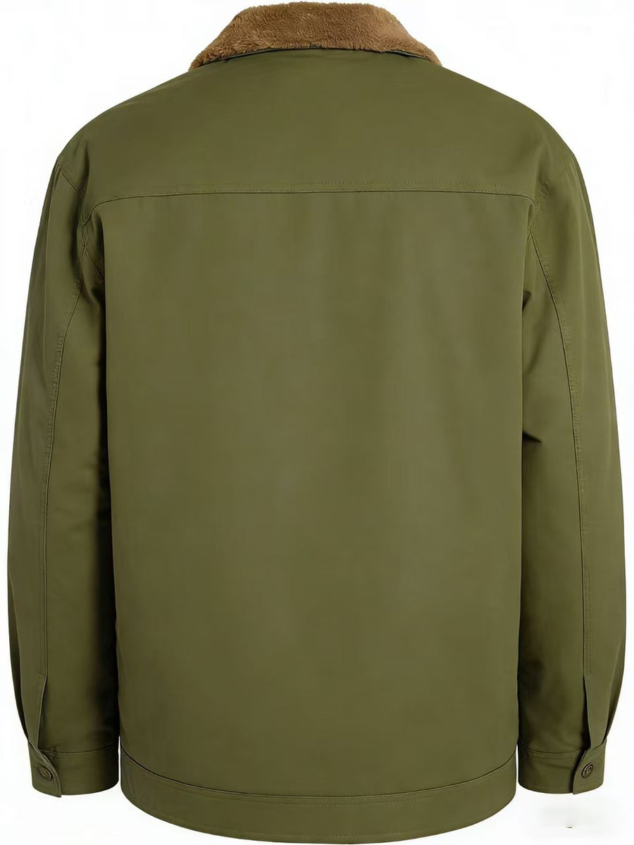 2026 European American New Men'S Outing Fashion Trendy Fleece Warm Jacket Coat - Military Green