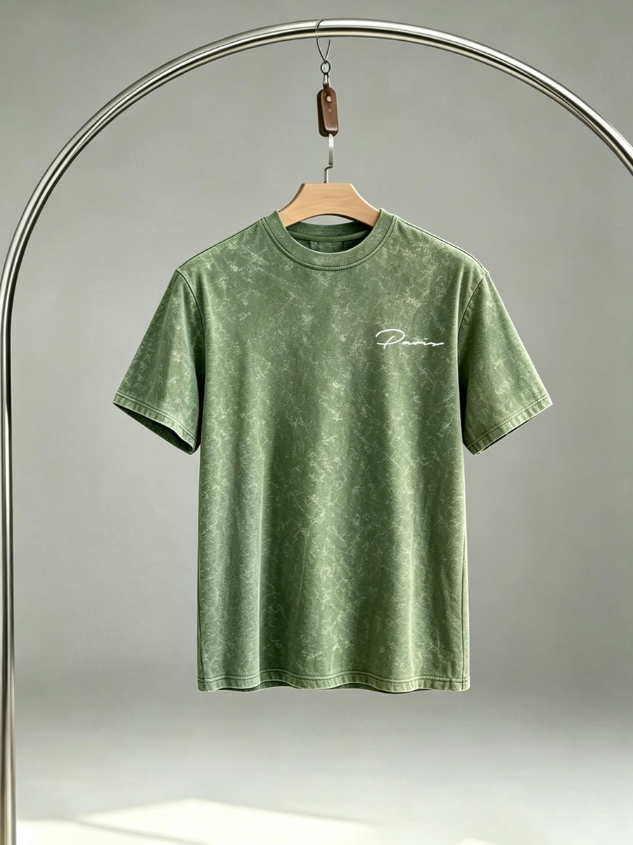 High Street Distressed Short Sleeve Three-pc Crew Neck T-Shirts for Men, Slim Fit, Casual, for Layering or Wearing Outdoors, Basic Tees - Black+Green+Light Blue