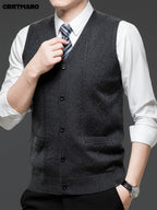 Men's Jacquard, Solid Color Knit Cardigan, Warm Casual Layering Top for Fall and Winter - Dark Gray