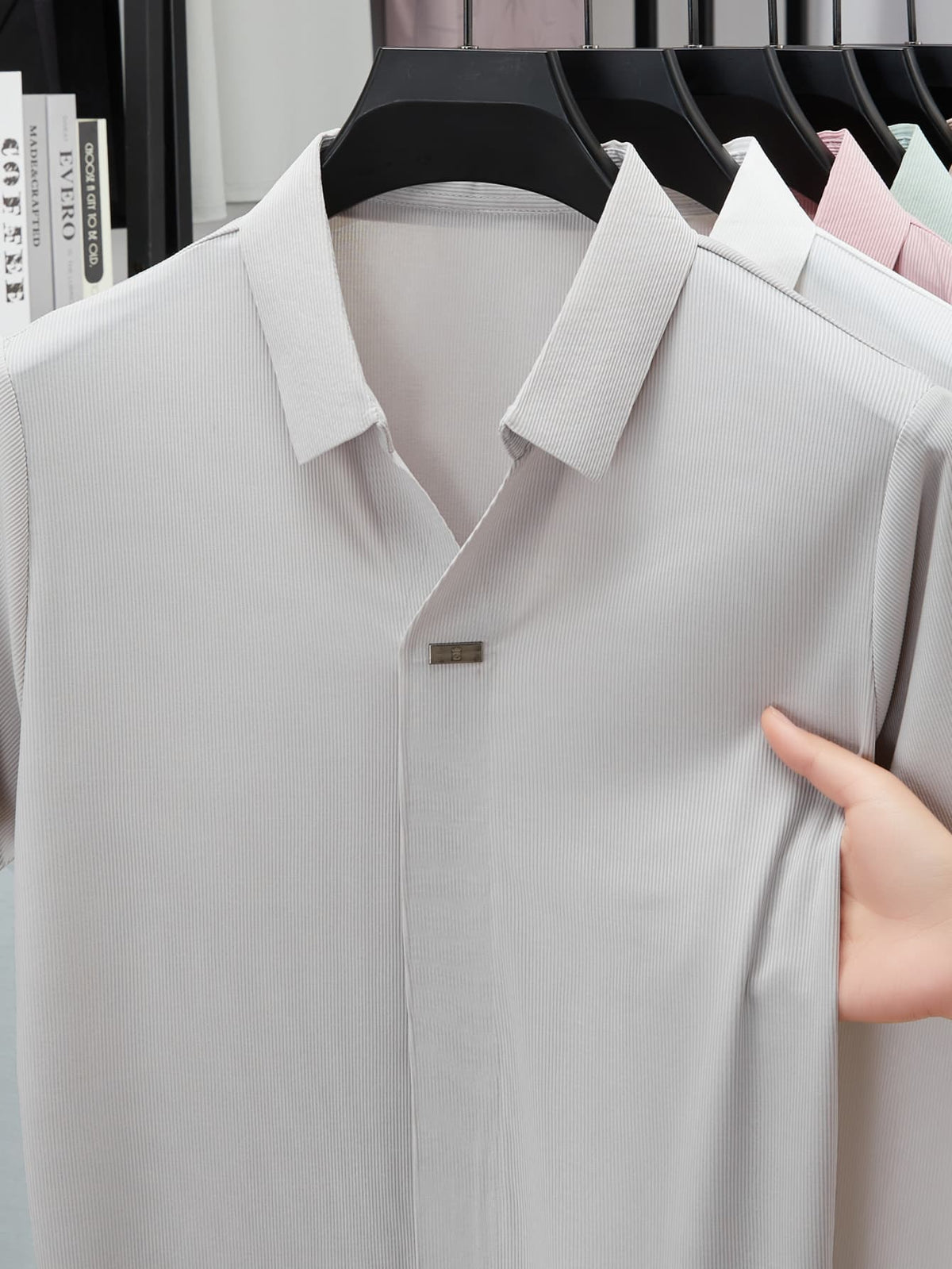 Men'S Luxury Notch Collar Polo Shirt, Thin Cool Wrinkle-Free Quick Dry Short Sleeve, Father'S Day Gift for Fishing Men'S Clothing - Grey