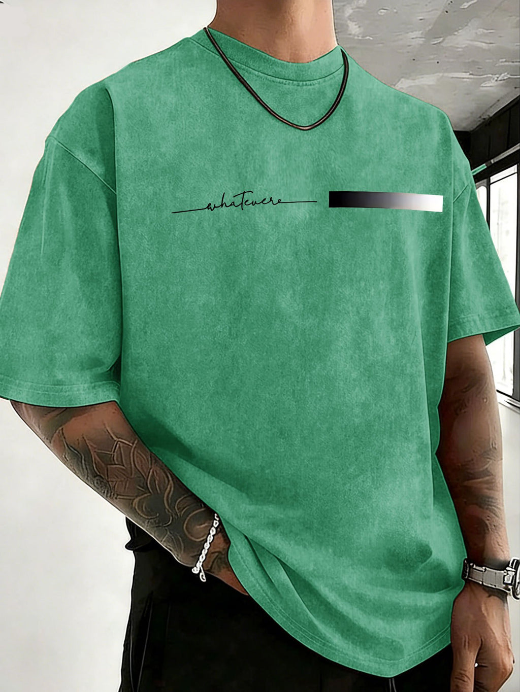 Midsummer Holiday Style Unisex T-Shirt, Pure Washed Distressed, Double-Sided Print, Breathable And Sweat-Absorbent, Loose Fit for Outdoor Hiking Sports Trendy Casual Short Sleeve, Sweat-Resistant - Green