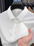 New Summer 2026 Men's Waffle Short-Sleeve Shirt, Lightweight and Breathable Business Casual T-Shirt, Multiple Colors Available, Refreshing and Versatile Commuter Top 100 - White