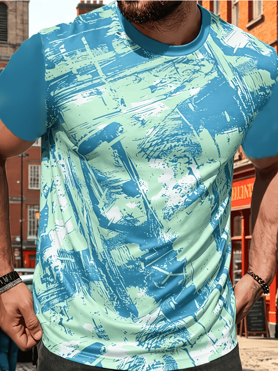 Men's Size-Coded Summer T-Shirts with Printed Design(Non-Textured), Ideal for Seaside Outdoor Sports Outfits - Style 10