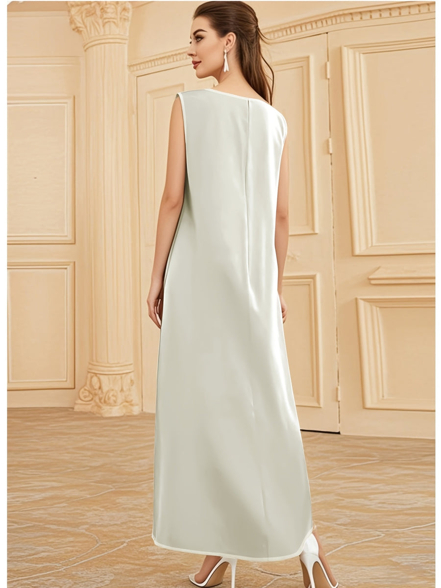 1pc Fashionable, Elegant And Comfortable Bubble Color Fabric. Pure Color Suitable for Daily Outdoor Travel And Leisure. Loose And Comfortable Women'S Abaya Vest. Abayas for Women Muslim Namaz Dresses Women'S Traditional Robe - Off-white