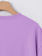 Street Style Men'S Trendy T-Shirt, Easy Team Badge Print And Side 3-Color Design, Casual Travel Fashion Outfit - Light Purple