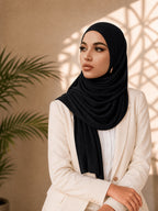 Women'S Jersey Headscarf - Soft, Breathable, And Secure Fit; a Modest Wrap Suitable for Daily Wear, Commuting, Wind, And Shielding - Black
