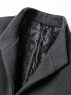 Autumn Winter Thick Warm Windproof Solid Color Stand Collar Coat, Classic Easy Retro Casual All-Match British Old Money Style Elegant Gentleman Jacket - Dark Gray